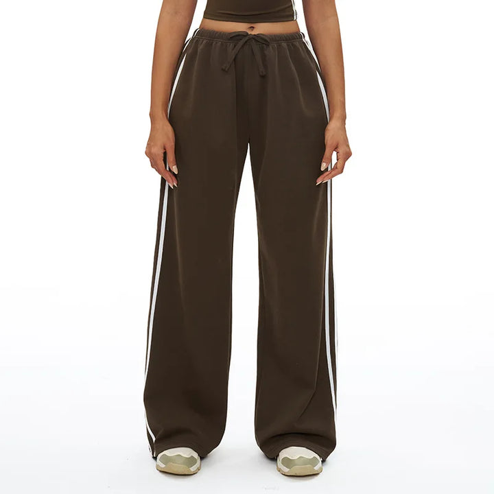 2025Women's color matching Joker sweatpants loose women's high waist straight pants with pockets women's outdoor casual pants