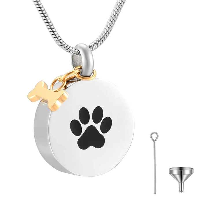 Paw Print Urn Necklace Pet Memorial Pendant