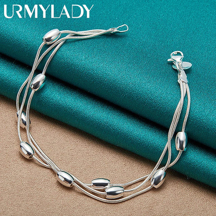 925 Silver Beaded Bracelet Women’s Wedding Jewelry