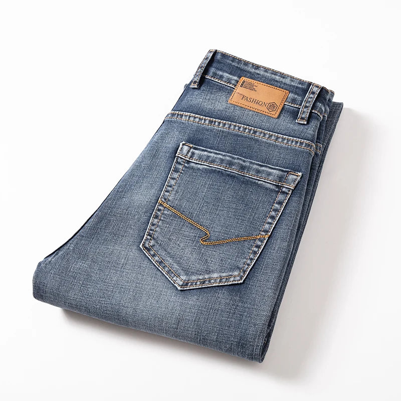 Cotton Blue Straight Pants