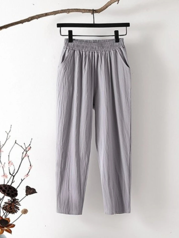 Elastic Waist Linen Pants Women’s Harem Style