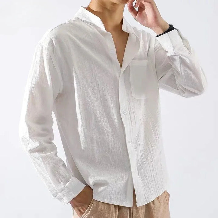 Men’s Linen Shirt with Pocket White 2024