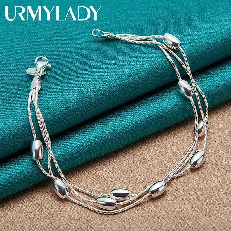 925 Silver Beaded Bracelet Women’s Wedding Jewelry