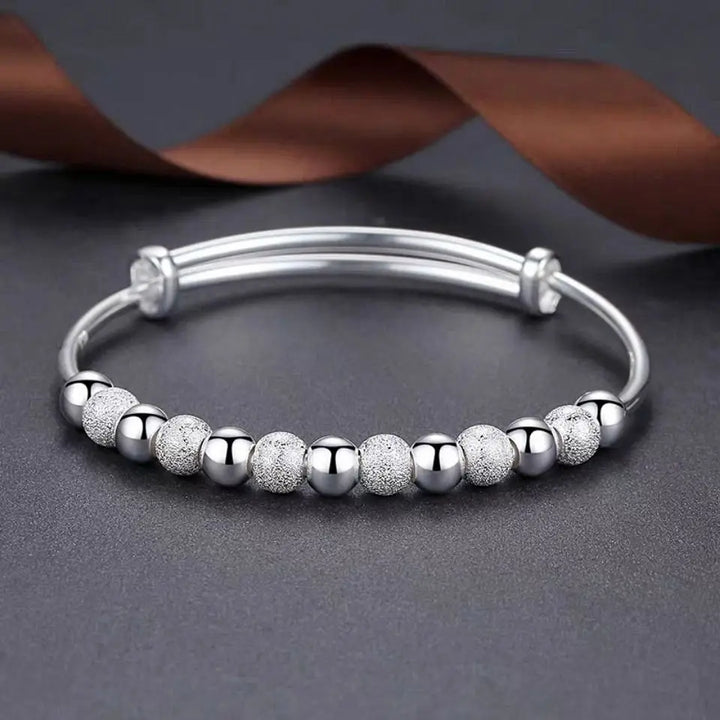 925 Silver Charm Beads Bracelet Adjustable Bangle