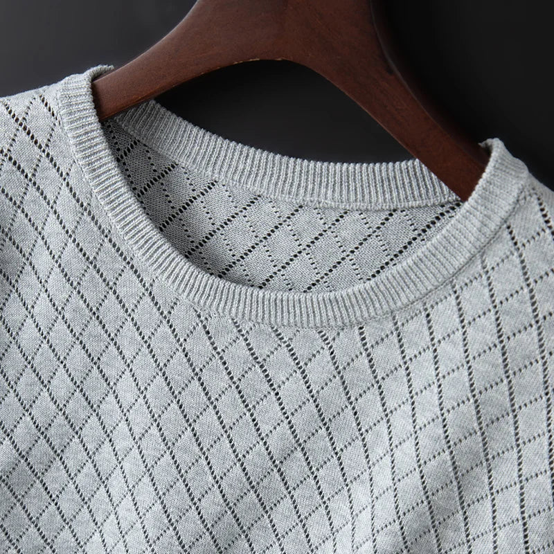 Breathable Cotton Short-Sleeve Sweater