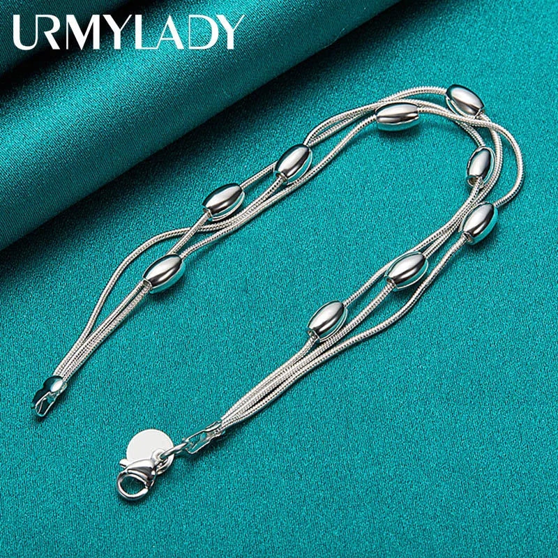 925 Silver Beaded Bracelet Women’s Wedding Jewelry