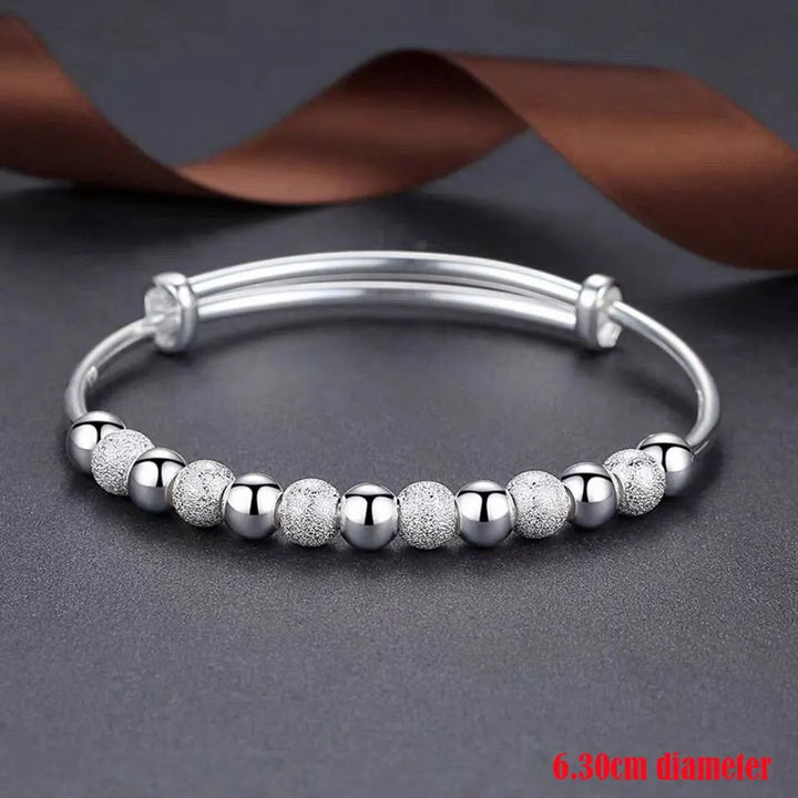 925 Silver Charm Beads Bracelet Adjustable Bangle