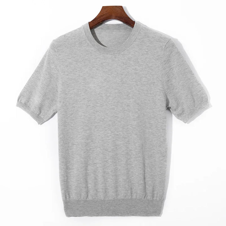 Silk Wool Short Sleeve Sweater for Men