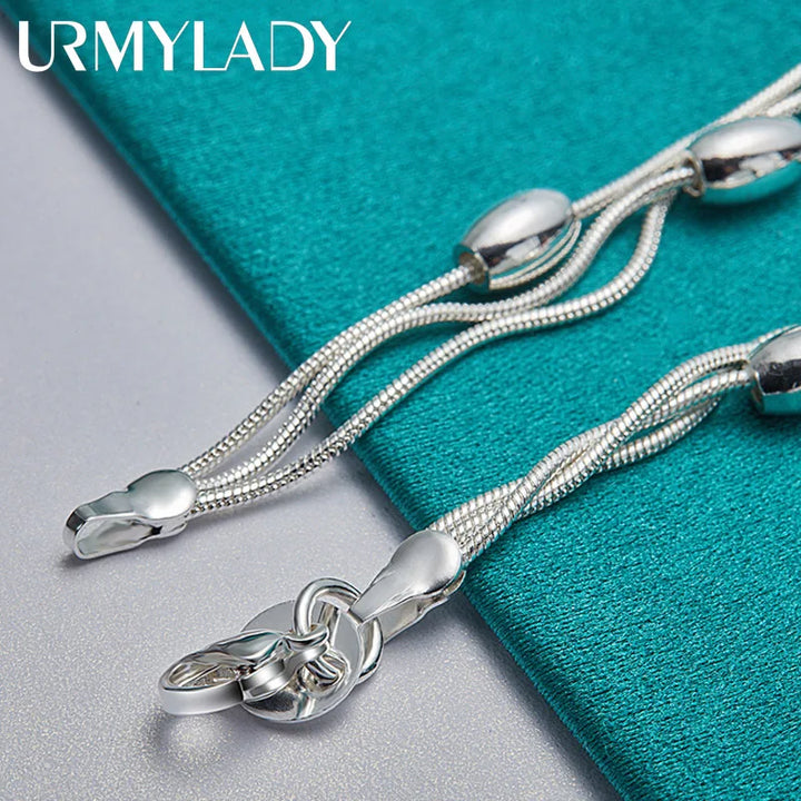 925 Silver Beaded Bracelet Women’s Wedding Jewelry
