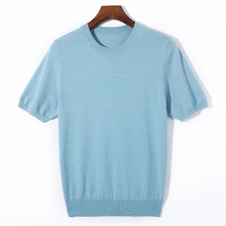 Silk Wool Short Sleeve Sweater for Men