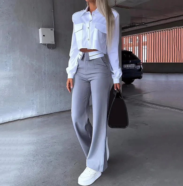 Women's Autumn 2-Piece Set Shirt & Trousers
