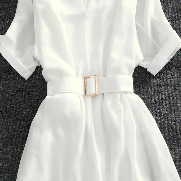 Chic Chiffon Blazer Dress Batwing Sleeve