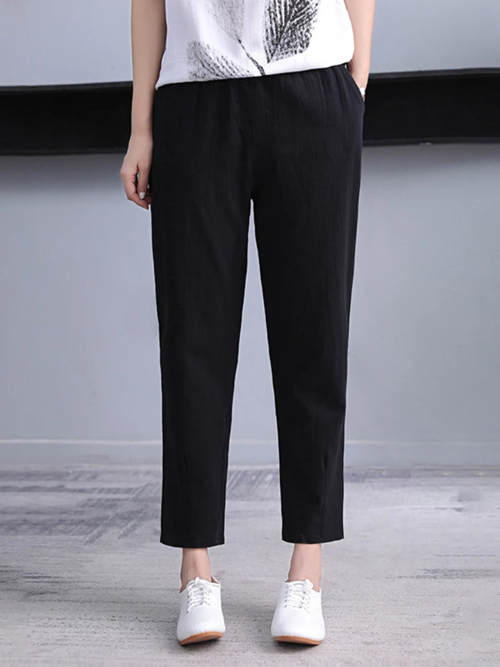 Elastic Waist Linen Pants Women’s Harem Style