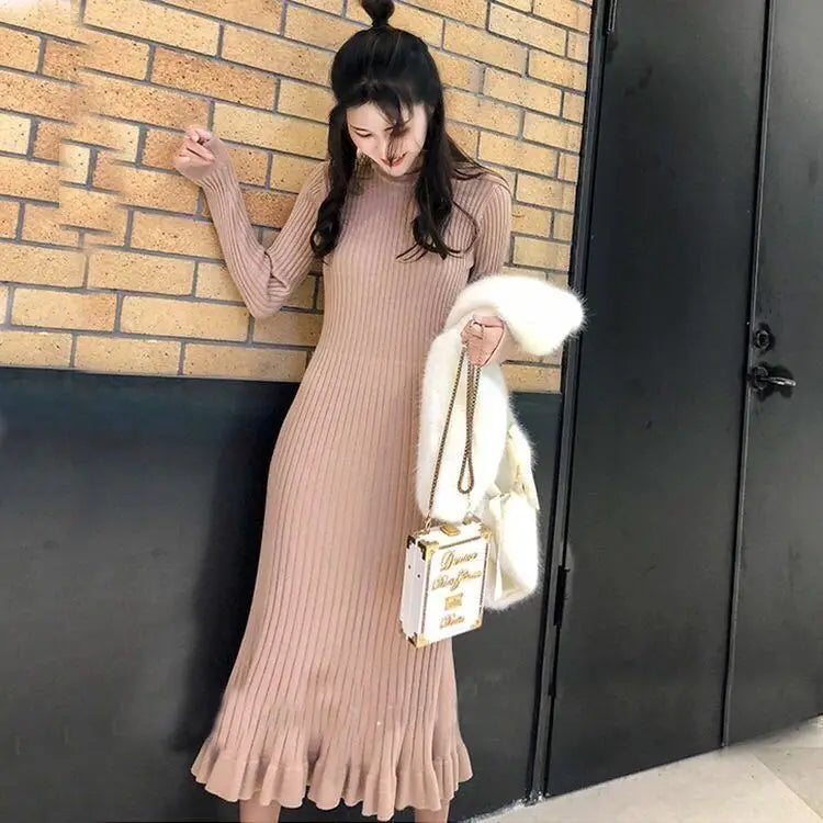 Black Knitted Midi Dress Sexy & Vintage