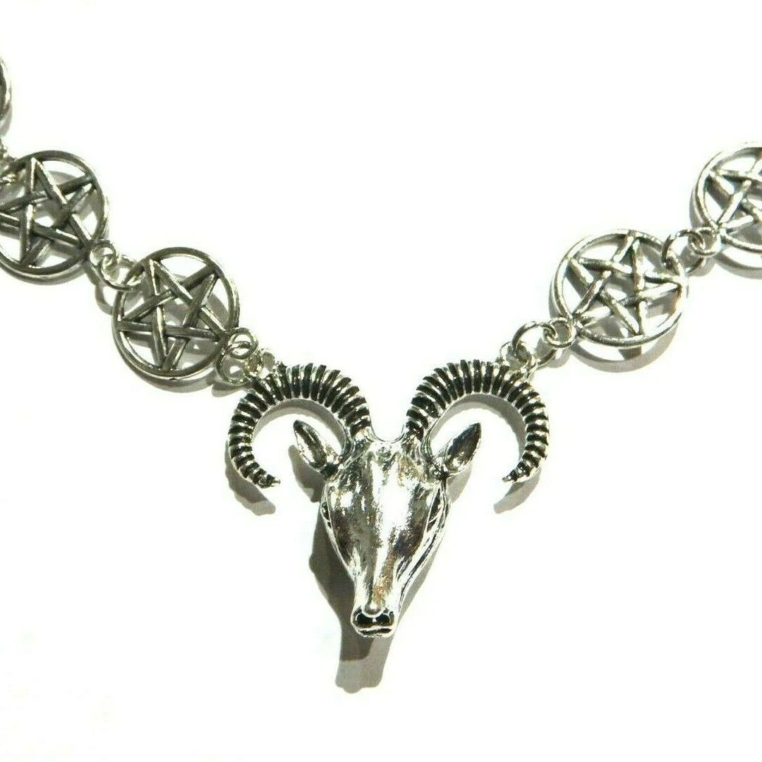 Goat Head Choker Gothic Pentagram Pendant