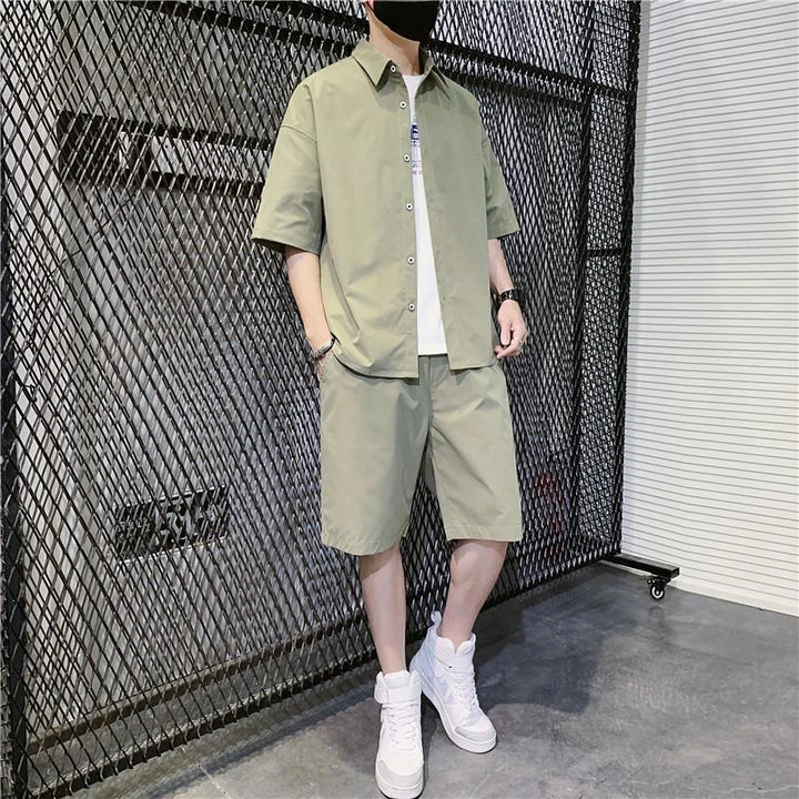 Men’s Short-Sleeve Tracksuit Set Black Casual