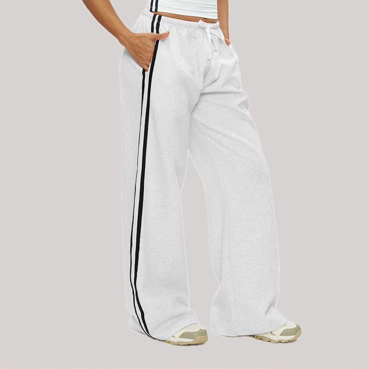 2025Women's color matching Joker sweatpants loose women's high waist straight pants with pockets women's outdoor casual pants