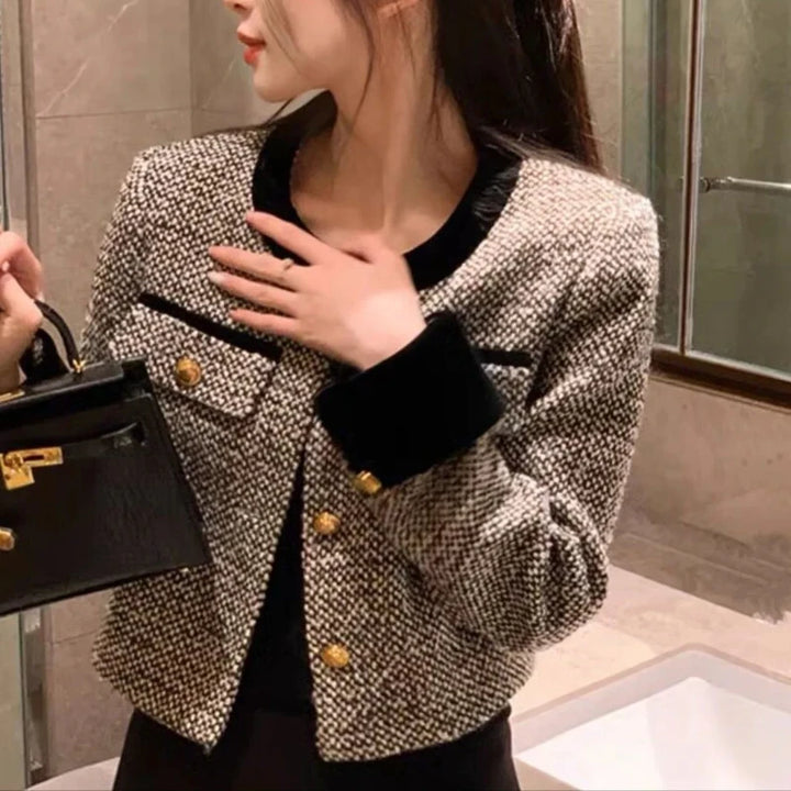 Short Patchwork Jacket Korean Style for Women