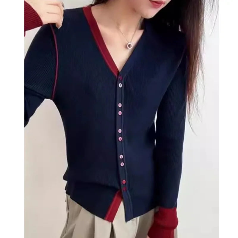 Thin Knit Sweater Office Lady Style
