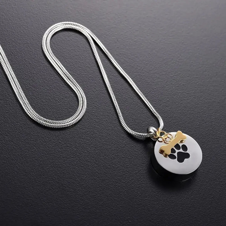 Paw Print Urn Necklace Pet Memorial Pendant