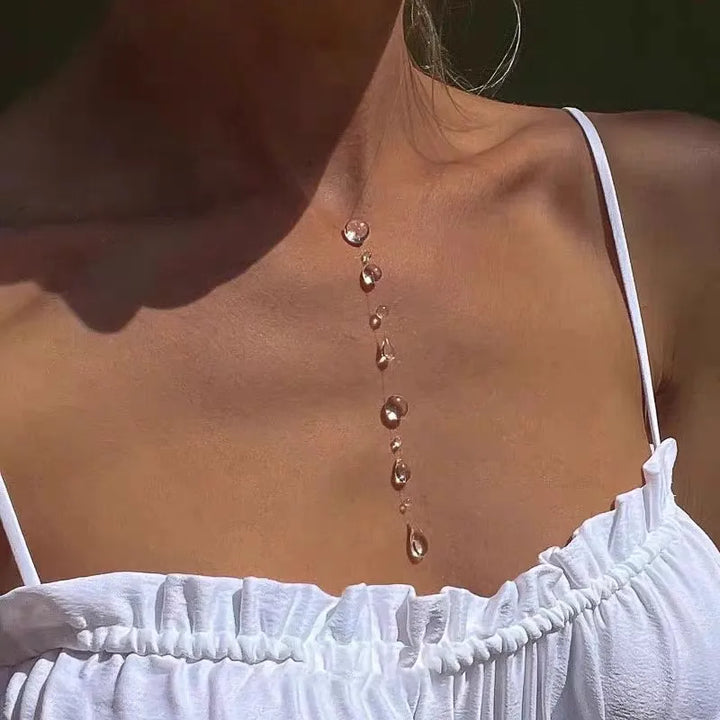 Crystal Teardrop Necklace Layered Ice Dewdrop