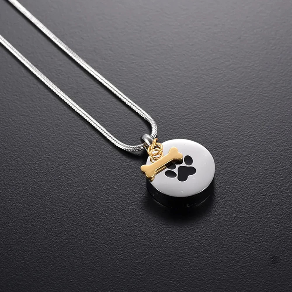 Paw Print Urn Necklace Pet Memorial Pendant