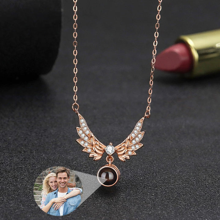 Custom Angel Wings Photo Necklace