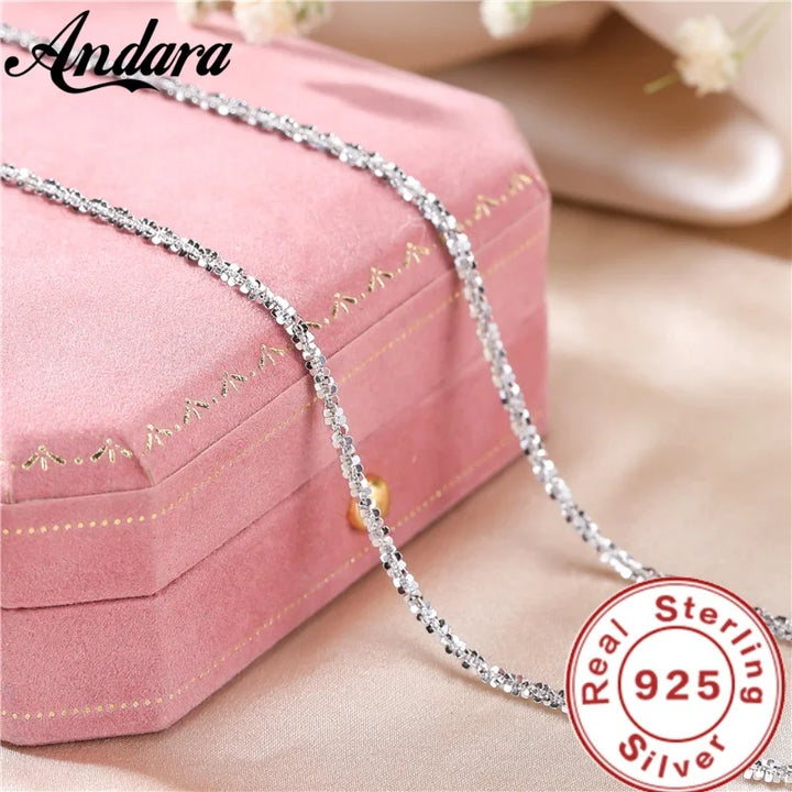 S925 Collarbone Necklace 2mm Round Pendant