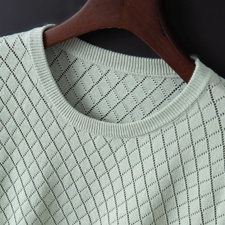 Breathable Cotton Short-Sleeve Sweater