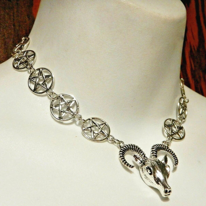 Goat Head Choker Gothic Pentagram Pendant