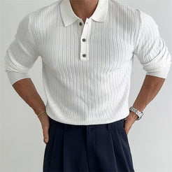 Men’s Slim Fit Knitted Polo Shirt – Long Sleeve