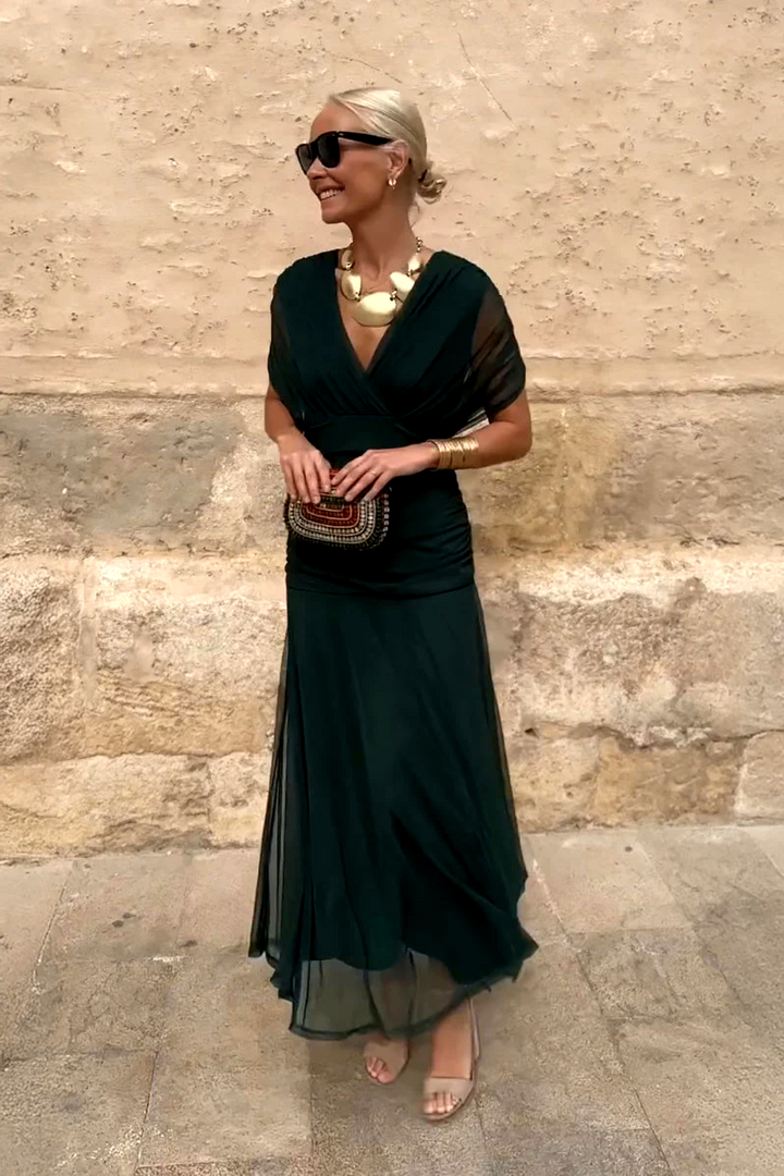 Elegant V-neck Fantasy Party Maxi Dress