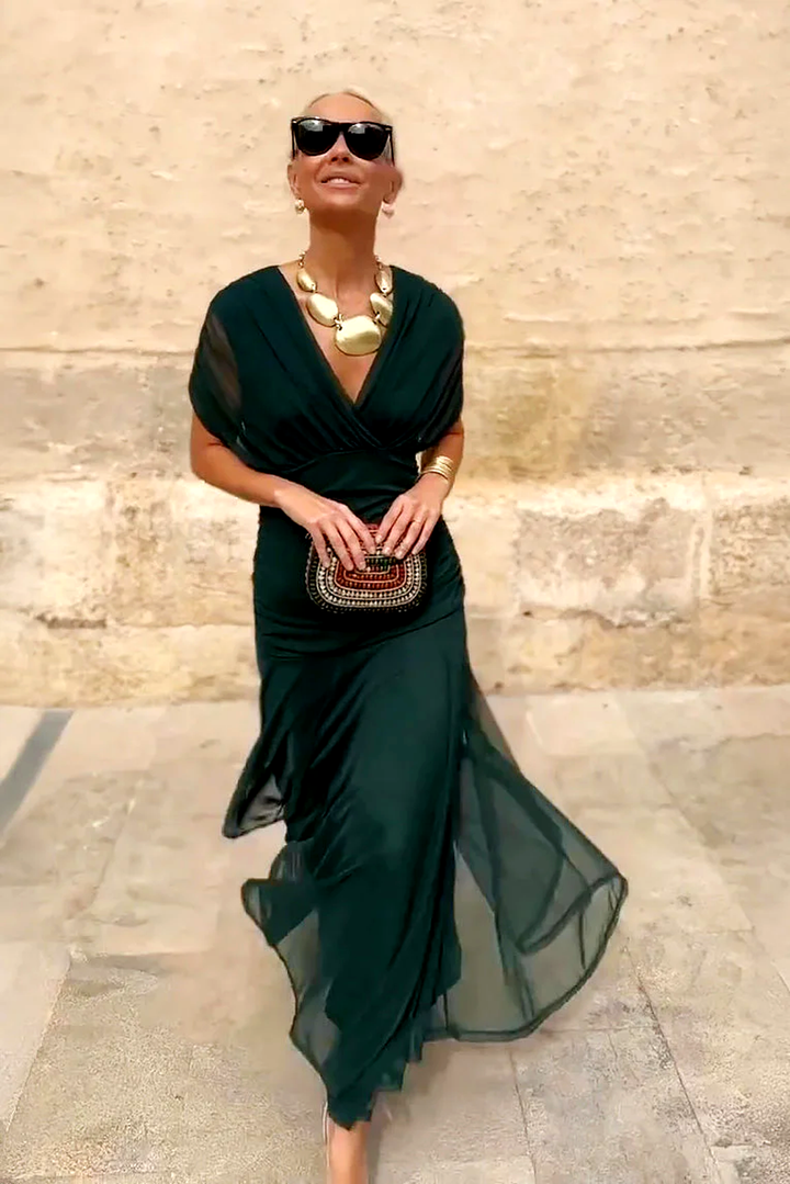 Elegant V-neck Fantasy Party Maxi Dress