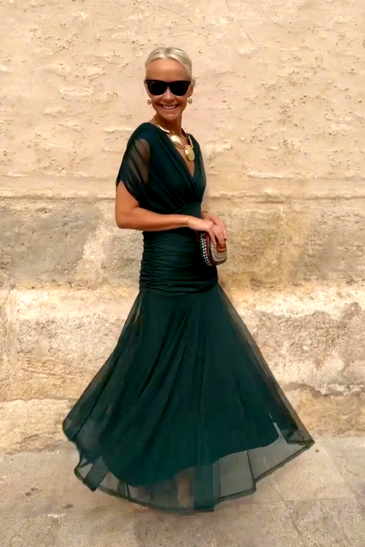 Elegant V-neck Fantasy Party Maxi Dress