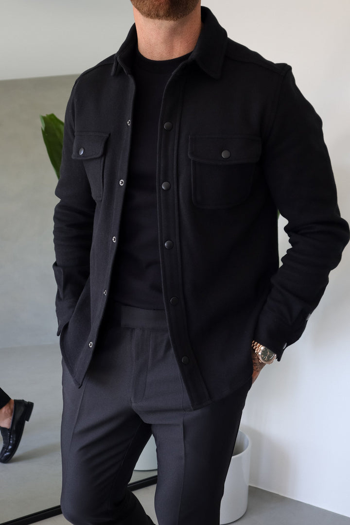 Men’s Classic Black Cotton Overshirt