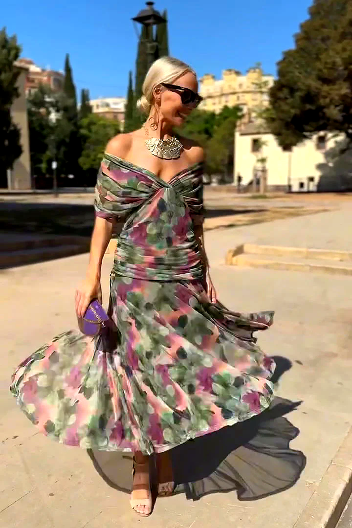 Elegant V-neck Fantasy Party Maxi Dress